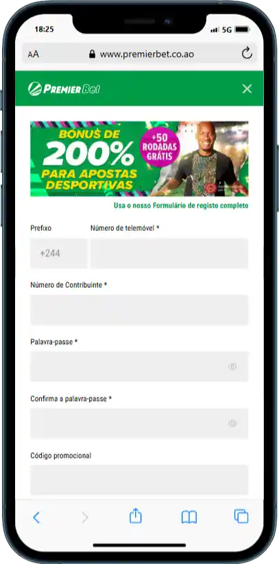 Premier Bet Angola - Criar Conta